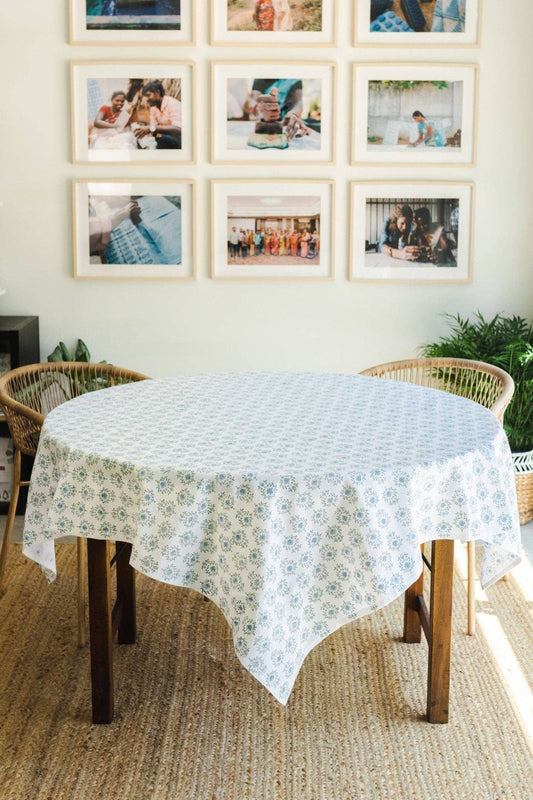Mended - Table Throw - Lotus, Sage & Uniform Blue