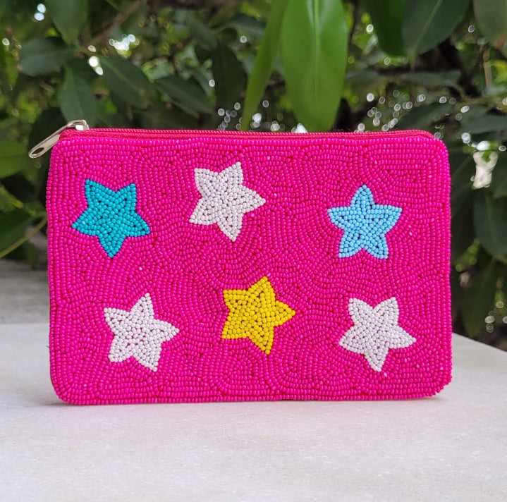 Mahjong Coin Purse - Star Beaded Pouch